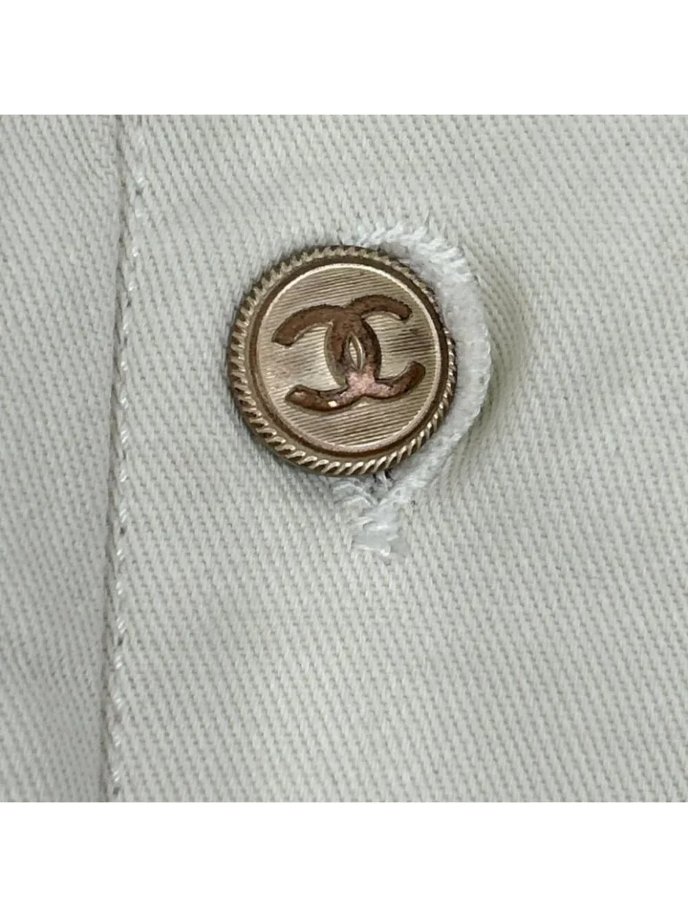Chanel Coco Button Cotton Pleated Skirt 34